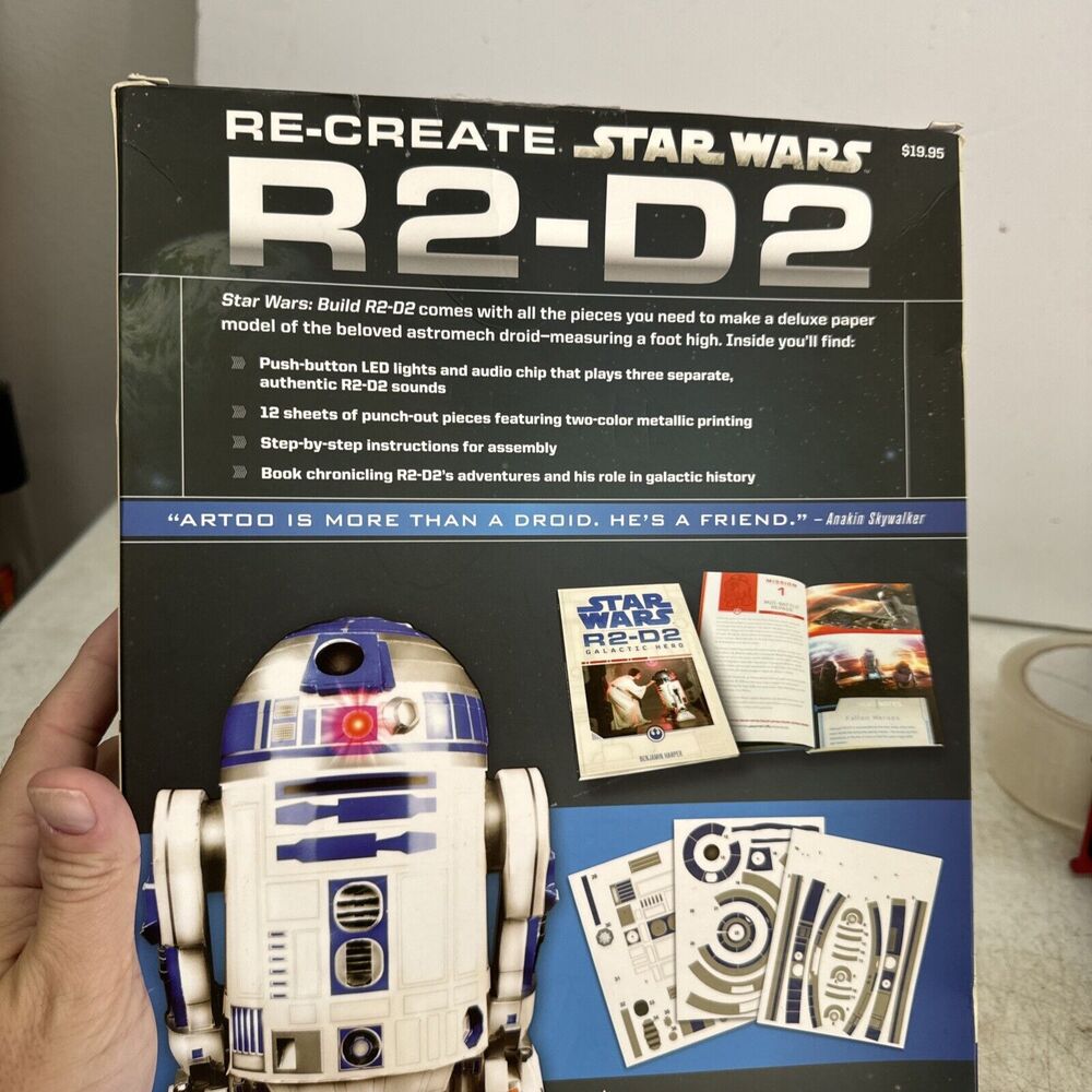 Star Wars Build R2-D2 Paper Craft Model Kit Authentic Sound Module LED Lite 12" - Picture 6 of 9